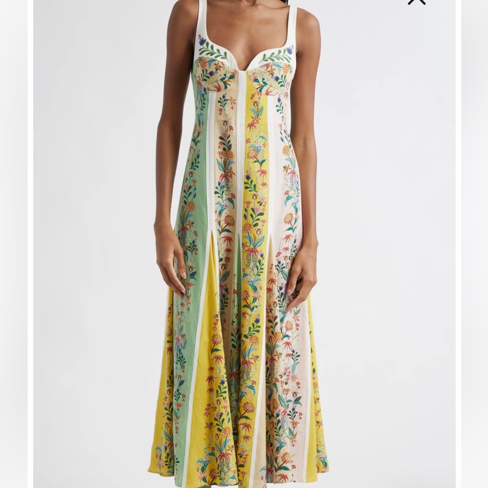 FARM Rio Yellow and Green Sleeveless Maxi Dress